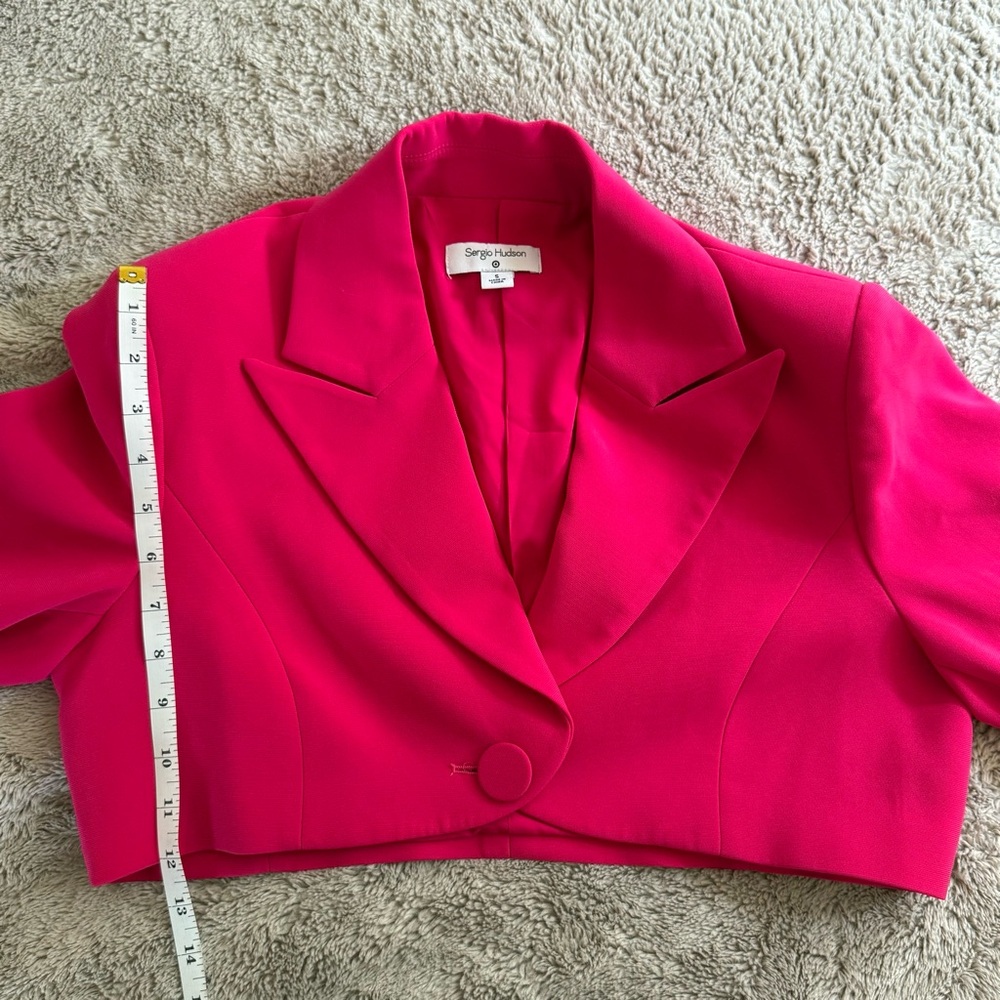 Sergio Hudson × Target Fuschia Pink Cropped Boxy Blazer Jacket Formal Party - Picture 9 of 10